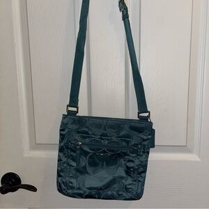 Coach Blue Crossbody Bag with Tan Interior, like new